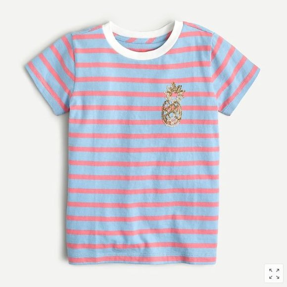 J. Crew Crewcuts Striped Sequin Pineapple Tee NWT - Picture 1 of 1